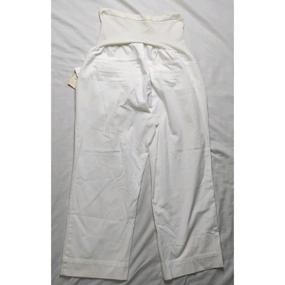Oh Baby Motherhood Maternity White Capri Crop Pants Secret Fit Belly Size Sm New - Picture 5 of 5